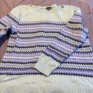 Talbots Purple and Gray Patterned Sweater
